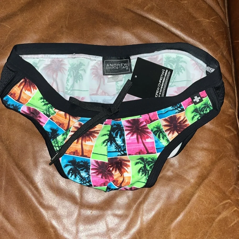 🌴 Andrew Christian island palms bikini swim brief